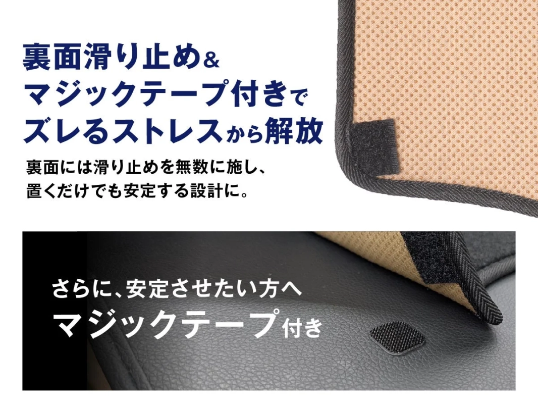 裏面滑り止め&マジックテープ付きでズレるストレスから解放