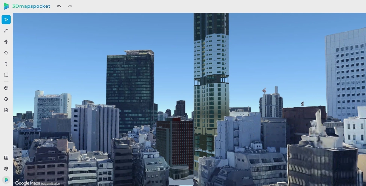 高層ビル群の3Dモデルビュー