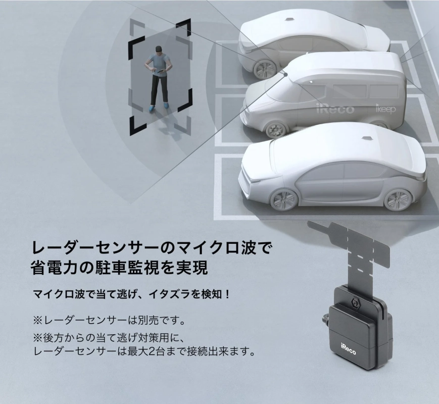 レーダーセンサーのマイクロ波で省電力の駐車監視を実現