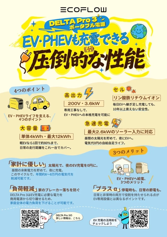 DELTA Pro 3とEV充電