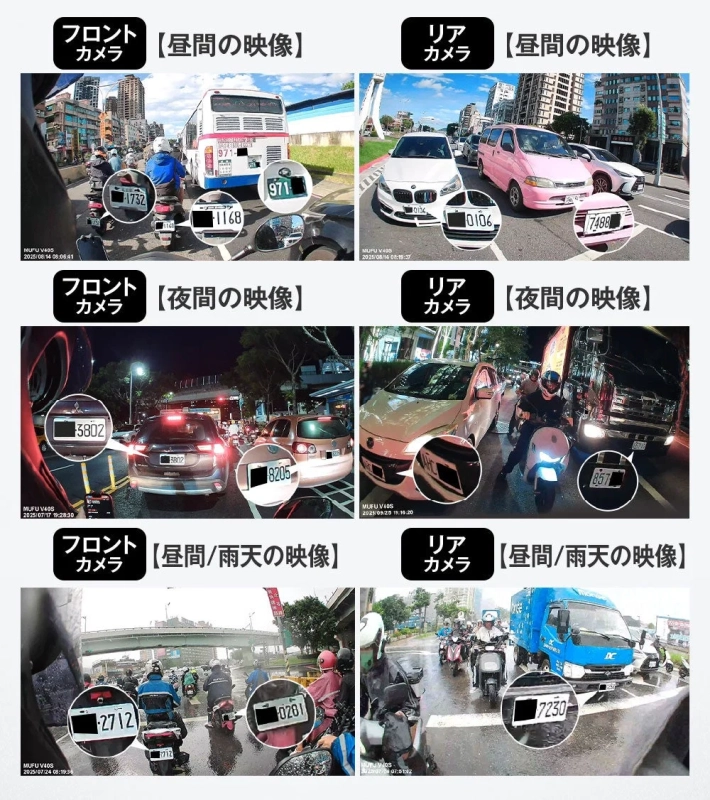 昼夜雨天の録画映像例