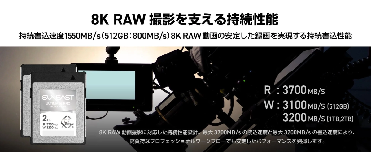 8K RAW 撮影を支える持続性能