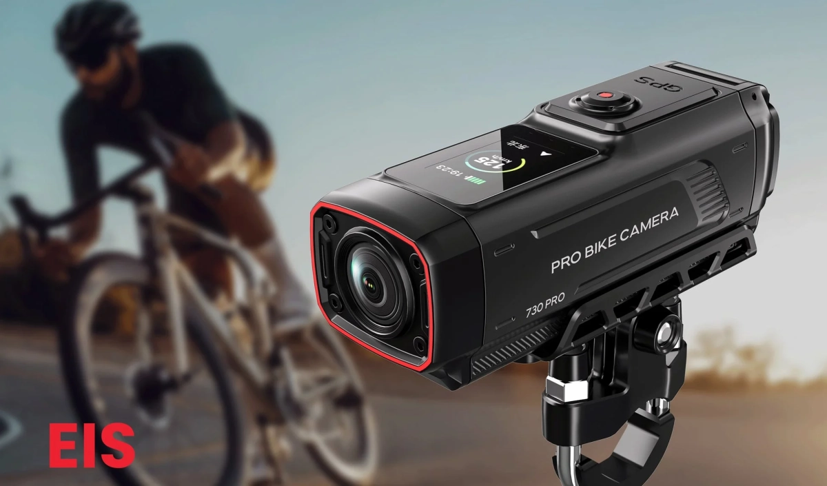 自転車に取り付けられた高性能アクションカメラ「PRO BIKE CAMERA 730 PRO」
