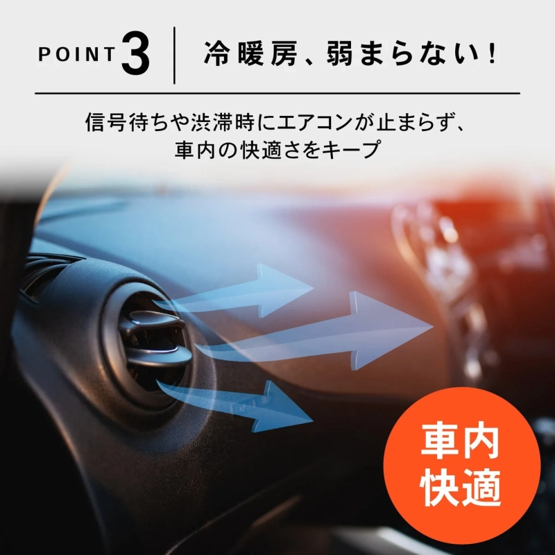 POINT 3 冷暖房、弱まらない！