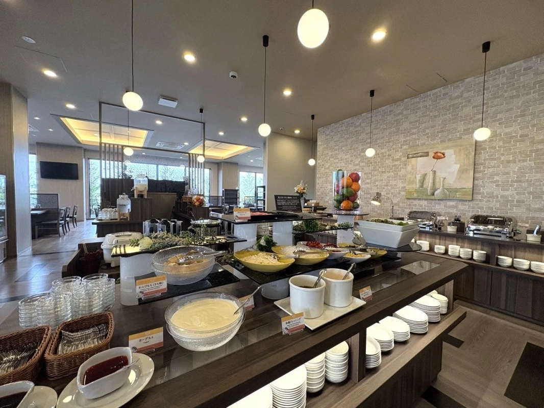 ビュッフェ形式の朝食