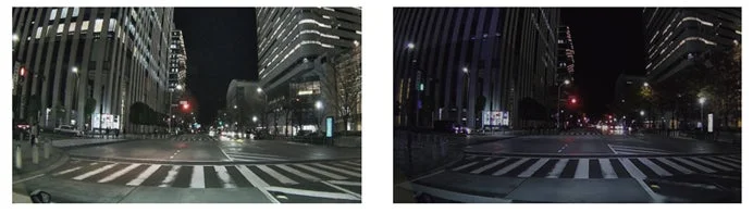 夜の都市の交差点