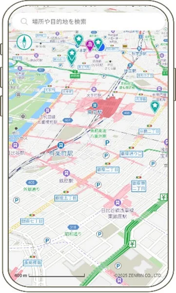 スマートフォン地図アプリ画面