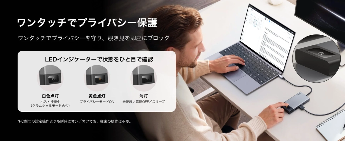 ワンタッチでプライバシー保護
