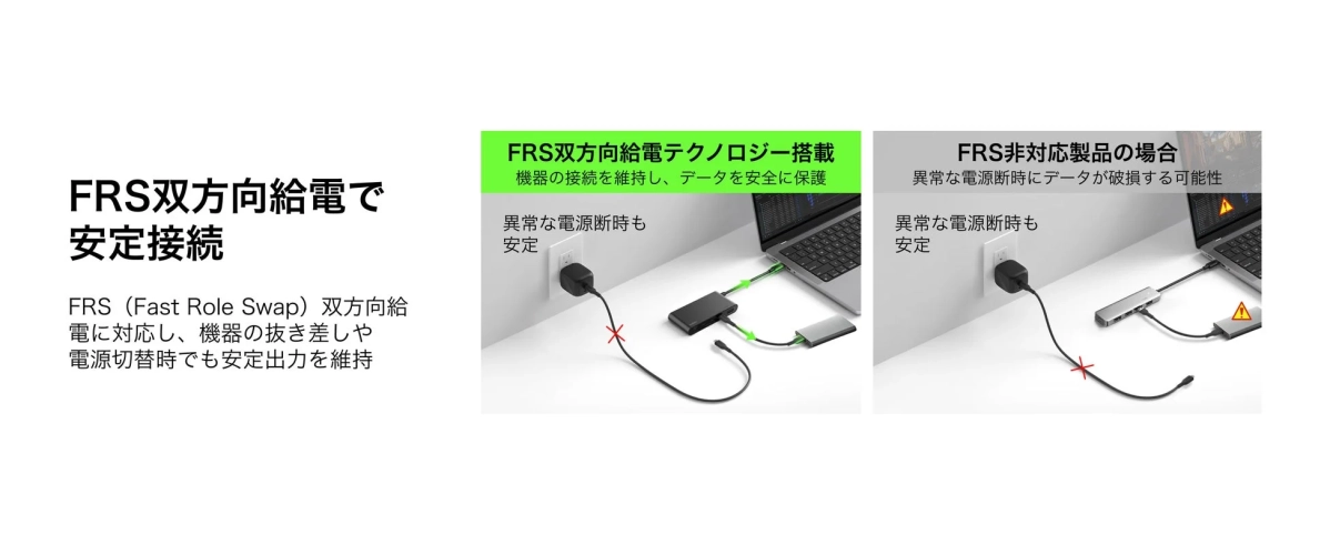 FRS双方向給電で安定接続
