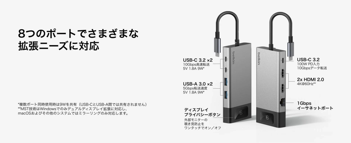 8つのポートでさまざまな拡張ニーズに対応