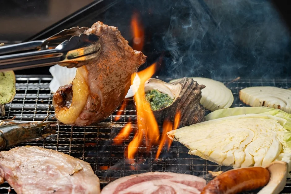 BBQで調理中の様子