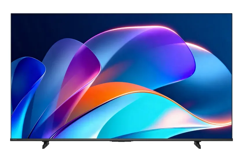 薄型テレビでカラフルな抽象的な壁紙が表示されている画像