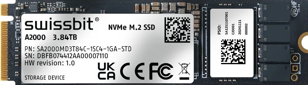swissbit NVMe M.2 SSD A2000 3.84TB