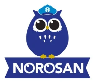 青いフクロウのキャラクターが帽子をかぶり、その下に「NOROSAN」と書かれたロゴマーク。