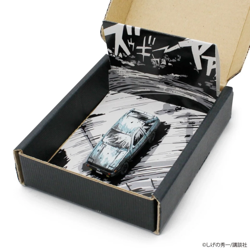 ミニカー、AE86、漫画背景、箱