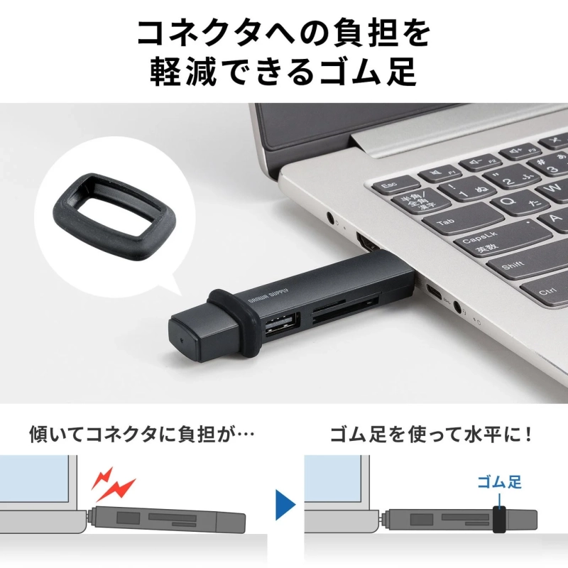 ゴム足で安定