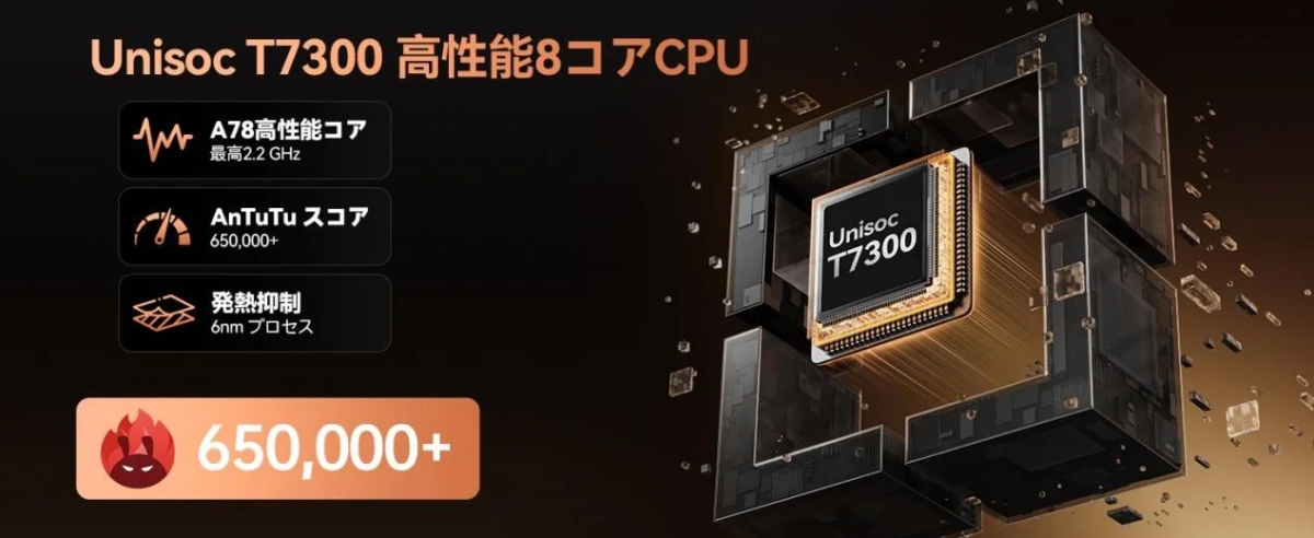 Unisoc T7300高性能8コアCPU
