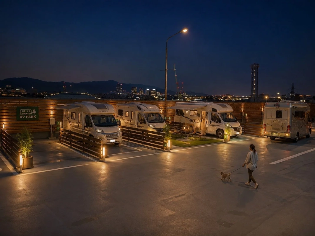 夜景の中のRVパーク