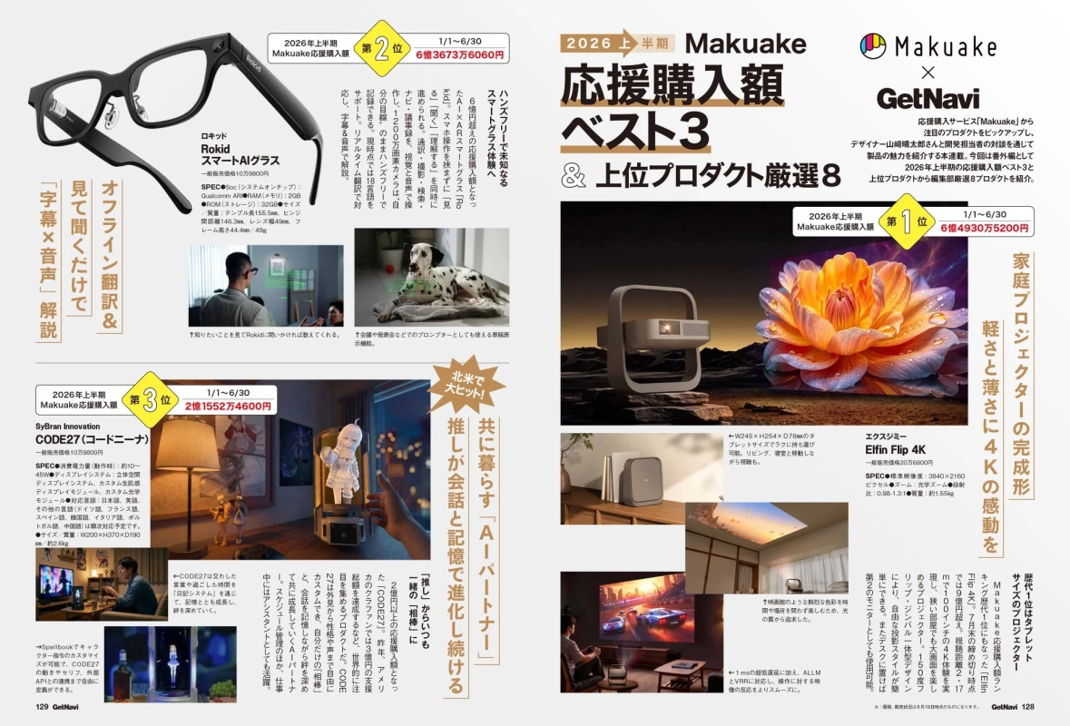 Makuake×GetNavi 2026年上半期 BESTヒットランキング