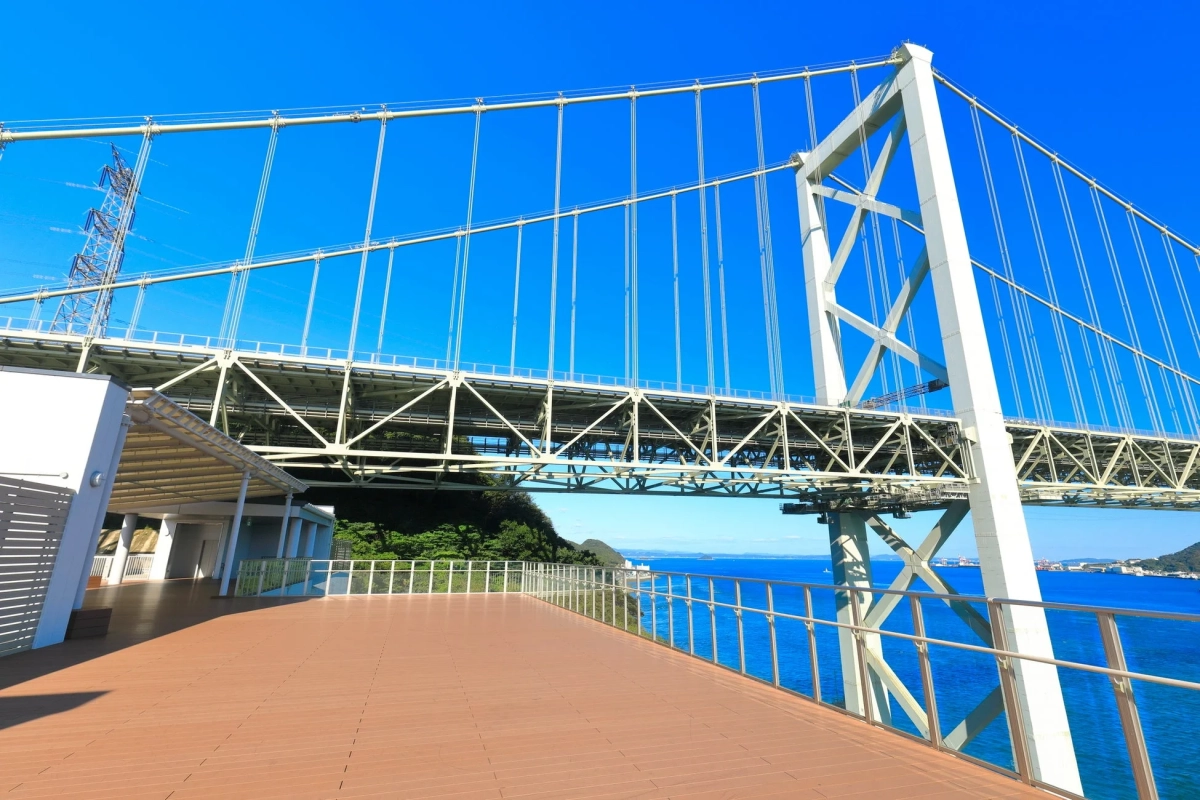 吊橋と海