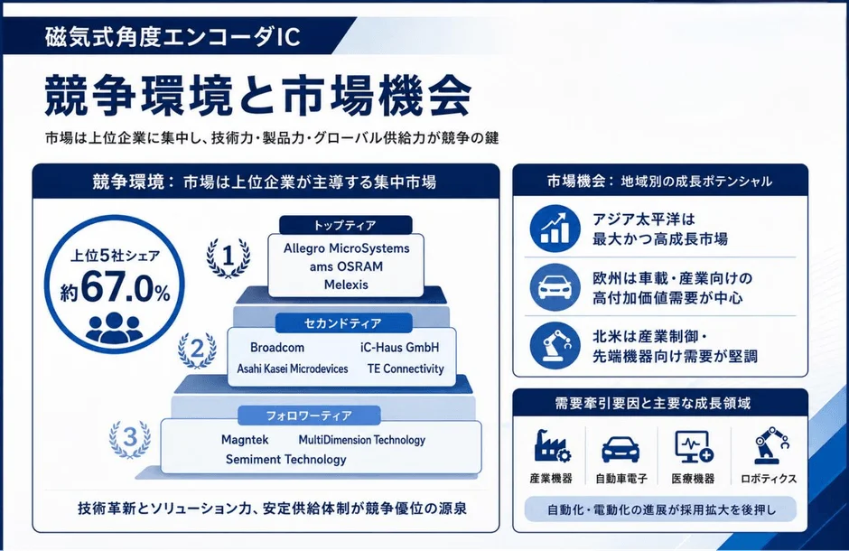 磁気式角度エンコーダIC競争環境と市場機会