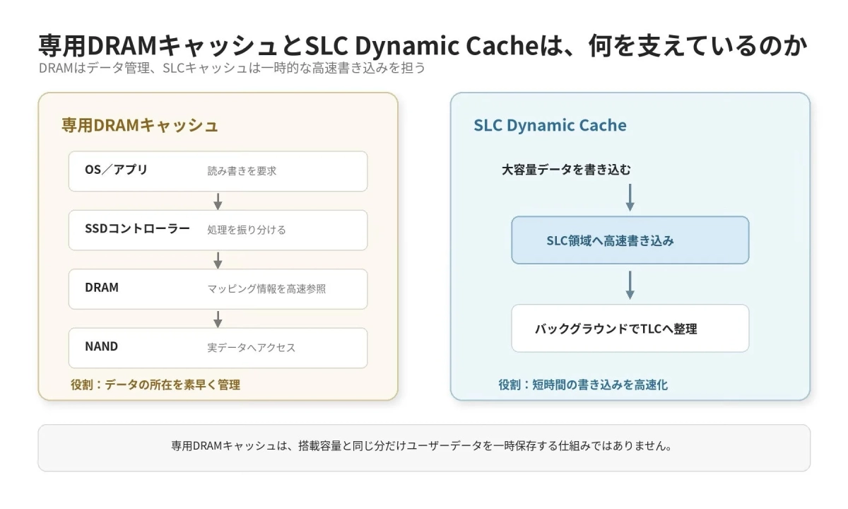 DRAMキャッシュとSLC Dynamic Cacheの機能と役割