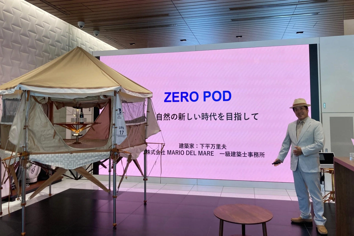 講演中の下平万里夫氏とZEROPOD